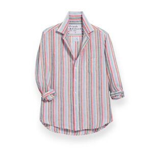 Frank & Eileen‎ Multi Stripe Blue White Pink Yellow Eileen Linen Shirt Size XS